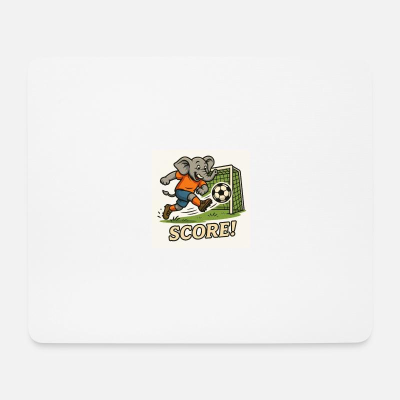 Fußball spielender Elefant – Lustiges Kinderdesign - Mousepad (Querformat) - Weiß