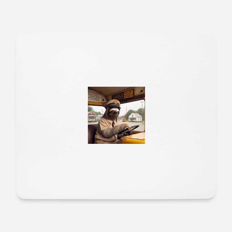 Faultier Schulbus Tramp - Mousepad (Querformat) - Weiß
