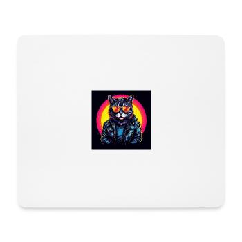 Cool cat wearing sunglasses and a leather jack - Tapis de souris (format paysage) - blanc - Devant