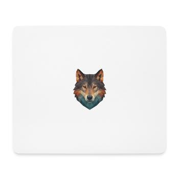 Tête de loup géométrique - Tapis de souris (format paysage) - blanc - Devant