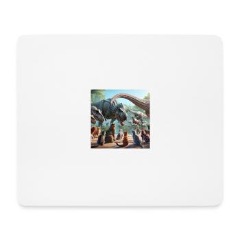 Chats & Dinosaures - Tapis de souris (format paysage) - blanc - Devant