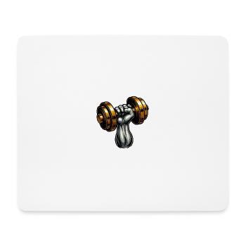 Power Arm mit Gold-Hantel – Gym Style - Mousepad (Querformat) - Weiß - Vorne