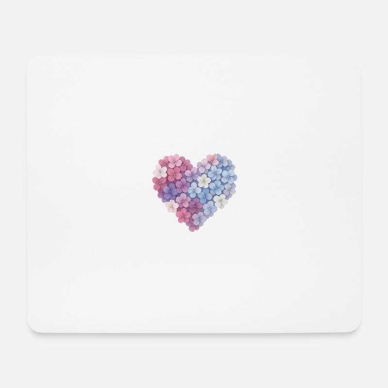 Hortensienherz – florale Liebeserklärung - Mousepad (Querformat) - Weiß