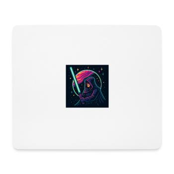 T-Shirt mit einem neonfarbenen Ritter auf dem Hintergrund des Weltraums - Mousepad (Querformat) - Weiß - Vorne