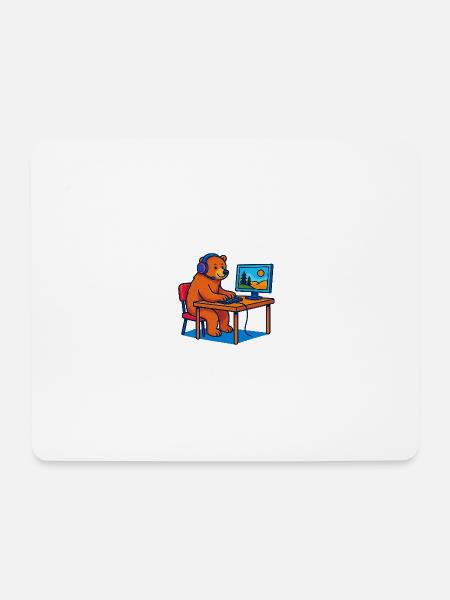 Computer Bear - Mouse Pad (horizontal) - white