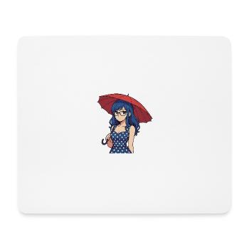 Une jeune femme avec un parapluie - Tapis de souris (format paysage) - blanc - Devant