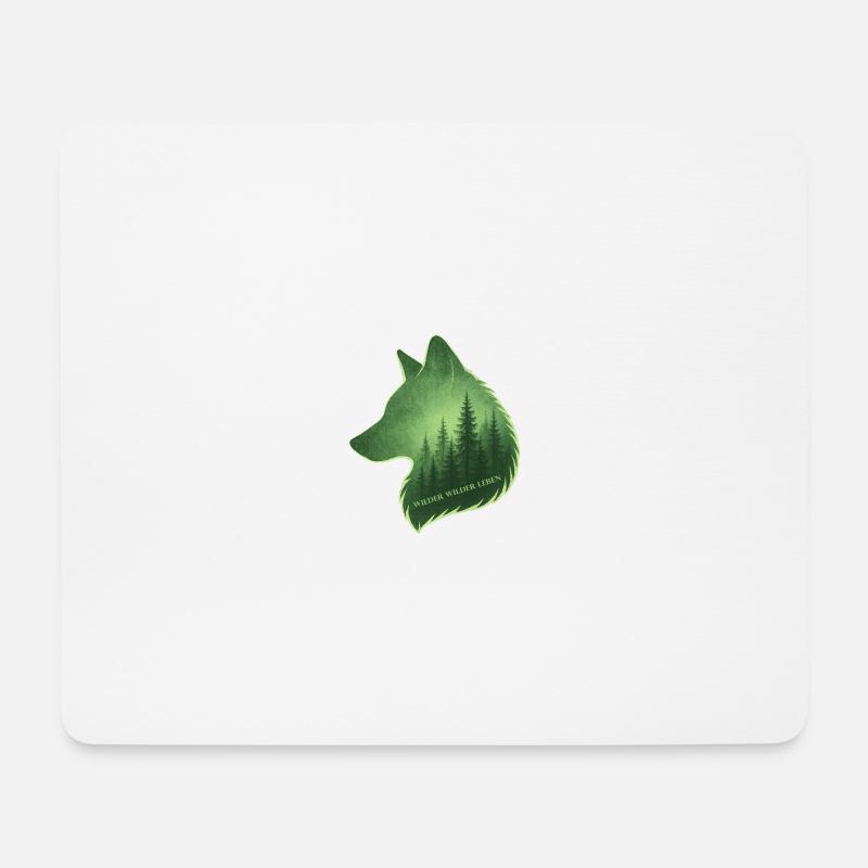 grüner Fuchskopf - WiederWilderLeben - Mousepad (Querformat) - Weiß