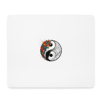 Yin-Yang Splash mit schwarzem Hintergrund - Mousepad (Querformat) - Weiß - Vorne