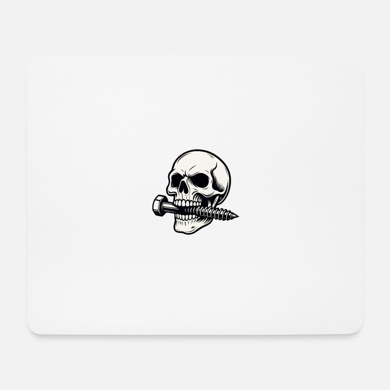 Totenkopf mit Doppelschrauben - Mousepad (Querformat) - Weiß