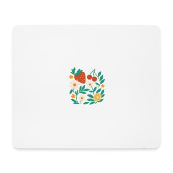 Fruchtblüte – Florales Design mit Erdbeere, Kirsch - Mousepad (Querformat) - Weiß - Vorne