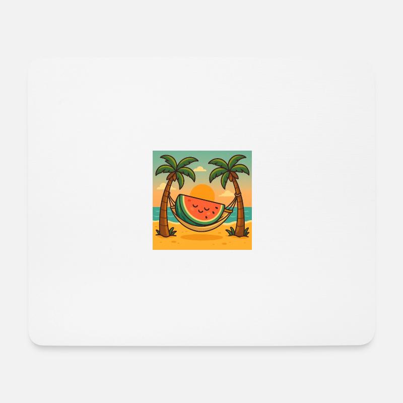 Wassermelone Relax – Hängematte & Sonne - Mousepad (Querformat) - Weiß