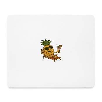 Relaxed Pineapple Joey – Lustiges Sommerdesign - Mousepad (Querformat) - Weiß - Vorne