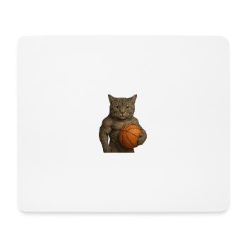 Chat de basket-ball – Sportif, fort et élégant - Tapis de souris (format paysage) - blanc - Devant