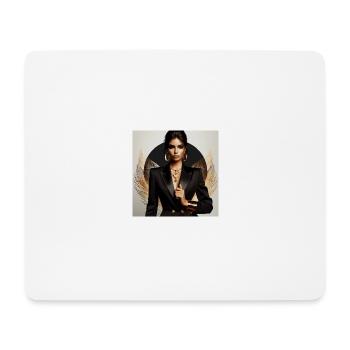 Powerful glamorous woman in a black suit gold - Mousepad (Querformat) - Weiß - Vorne