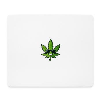 Happy Hanfblatt mit Sonnenbrille - Mousepad (Querformat) - Weiß - Vorne