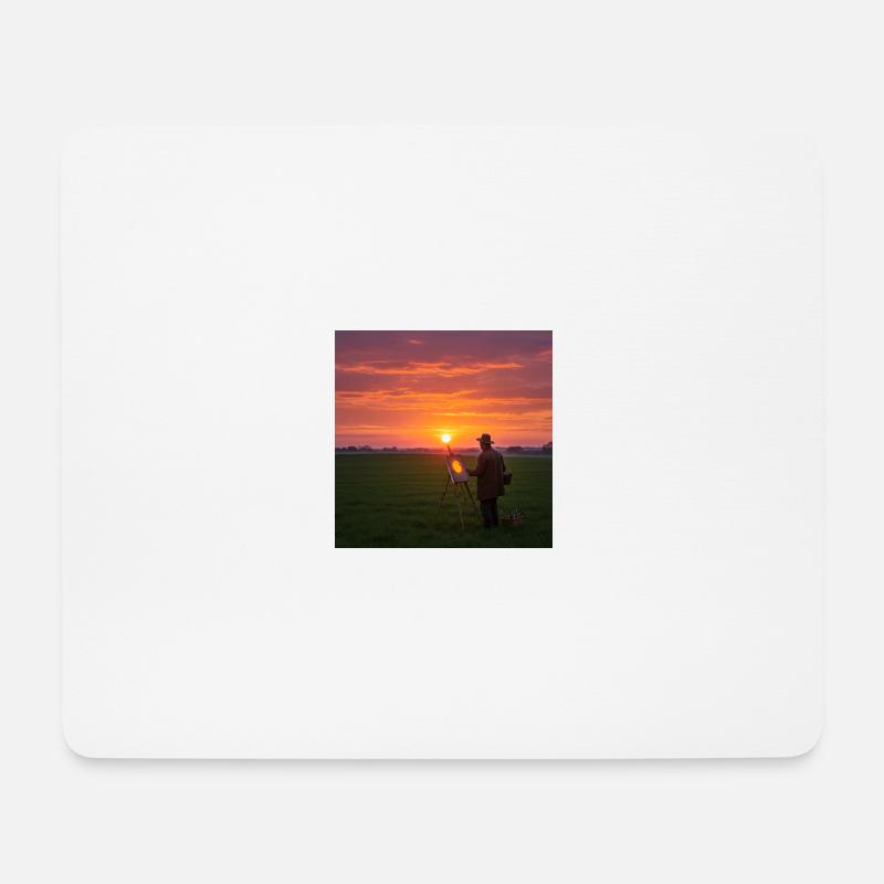 Sunset with person in the field - Mouse Pad (horizontal) - white