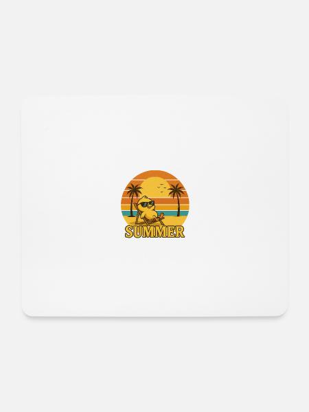 "Retro Sonnenuntergang & Sonnenbrille Küken" - Mousepad (Querformat) - Weiß