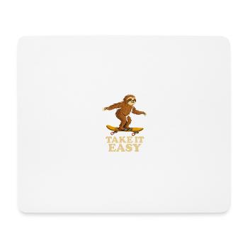 Take It Easy – Skate-Faultier T-Shirt - Mousepad (Querformat) - Weiß - Vorne