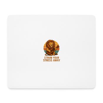 Strum Your Stress Away – Der chillende Löwe im Ret - Mousepad (Querformat) - Weiß - Vorne