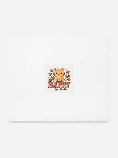Happy Kitty - Mousepad (Querformat) - Weiß
