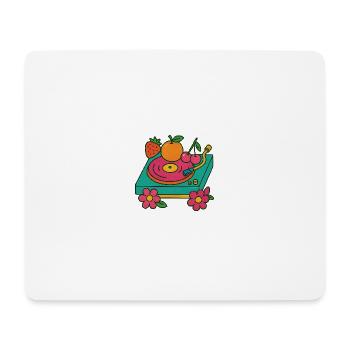 Fruity Sounds – Retro Plattenspieler - Mousepad (Querformat) - Weiß - Vorne