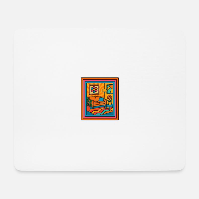 Dopamine Living Room – Retro Pop Art - Mousepad (Querformat) - Weiß