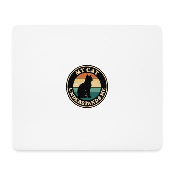 Meine Katze versteht mich Retro Sonnenuntergang - Mousepad (Querformat) - Weiß - Vorne