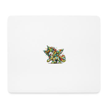 Regenbogen Mosaik-Einhorn - Mousepad (Querformat) - Weiß - Vorne