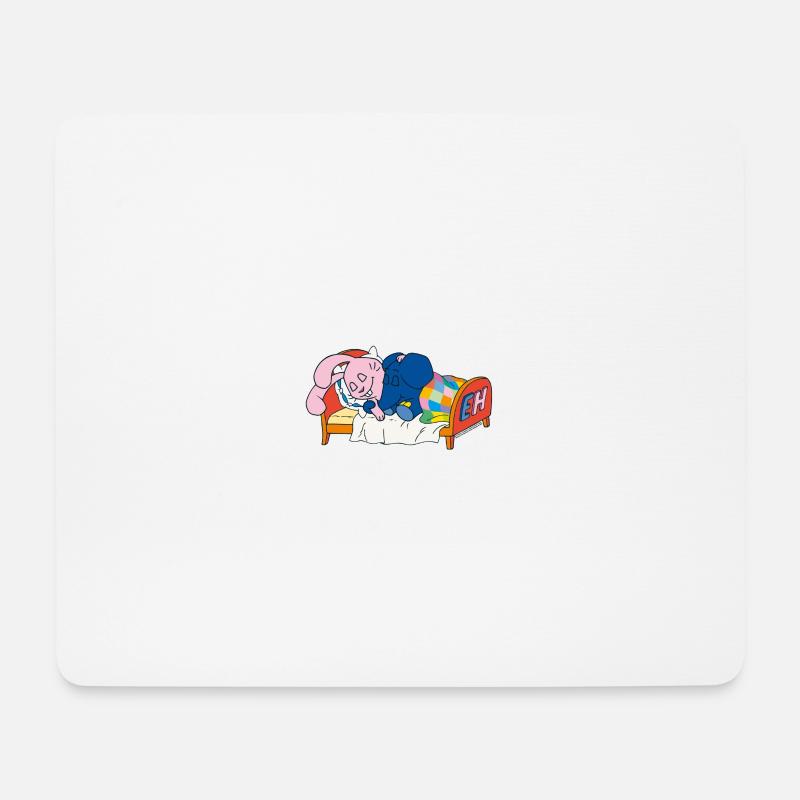Elefant und Hase schlafen im Bett - Mousepad (Querformat) - Weiß