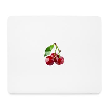 Low Poly Kirsche - Mousepad (Querformat) - Weiß - Vorne