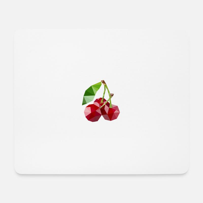 Low Poly Kirsche - Mousepad (Querformat) - Weiß