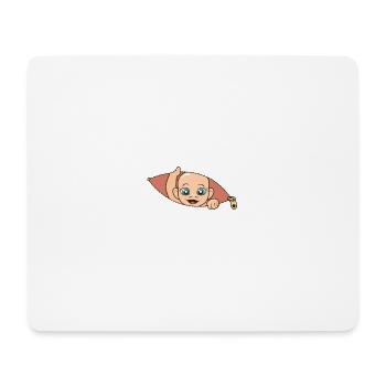 Drawing of curious girl peeking out of a zipper - Mouse Pad (horizontal) - white - Front