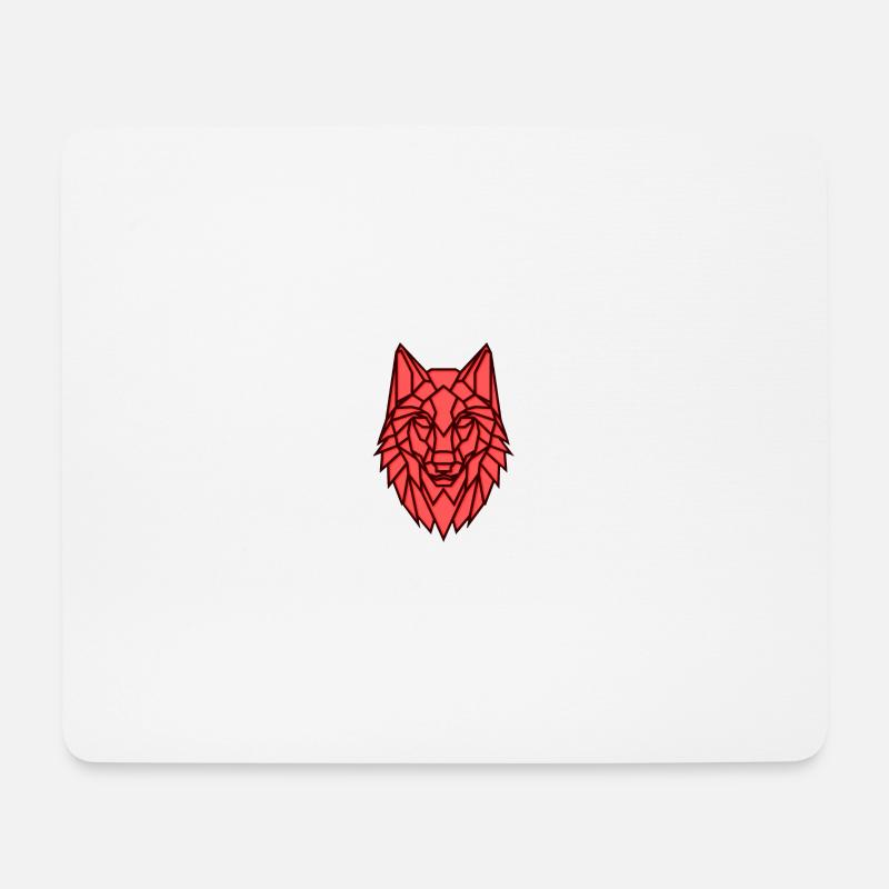 Geometrischer Roter Wolf - Mousepad (Querformat) - Weiß