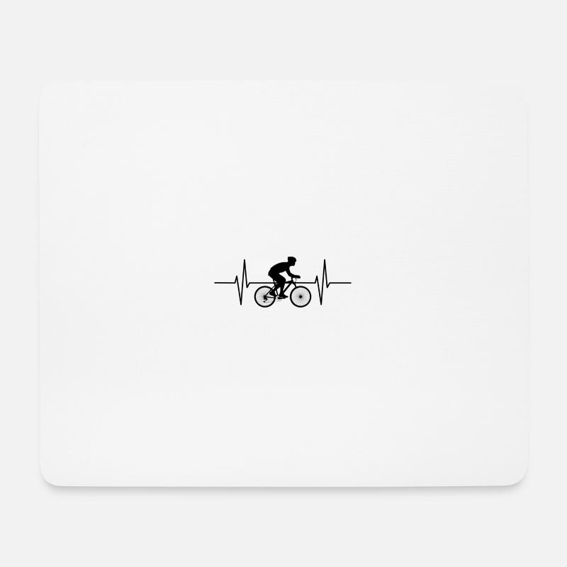 Herzschlag Rennradfahrer - Mousepad (Querformat) - Weiß