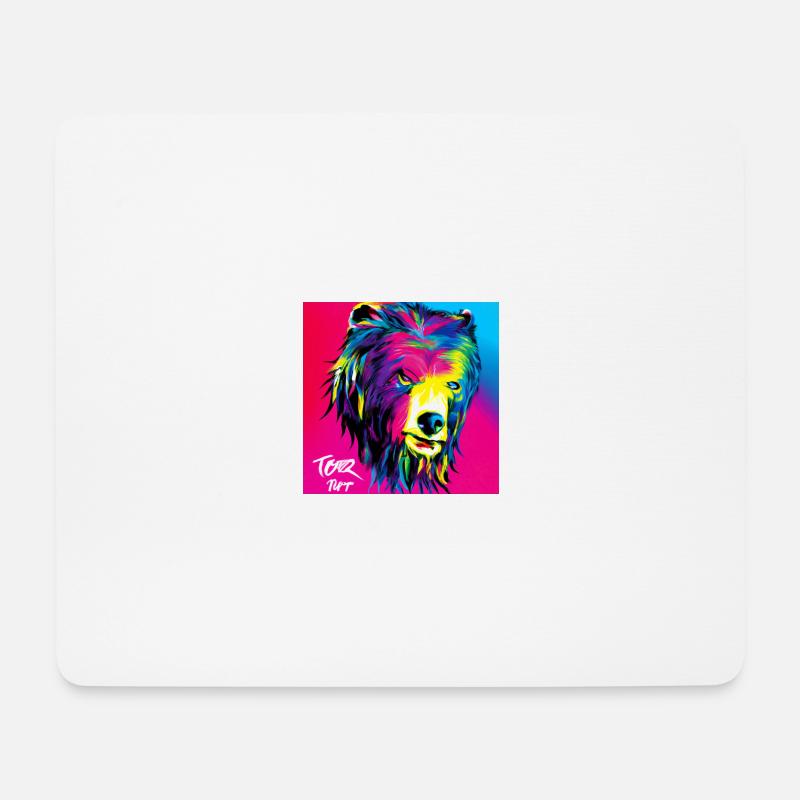 The pink Bär - Tier Porträt Pop Art Style v3 - Mousepad (Querformat) - Weiß