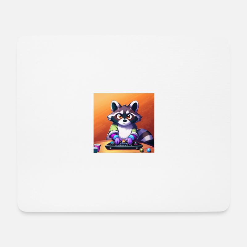 racoon playing computer games - Mousepad (Querformat) - Weiß