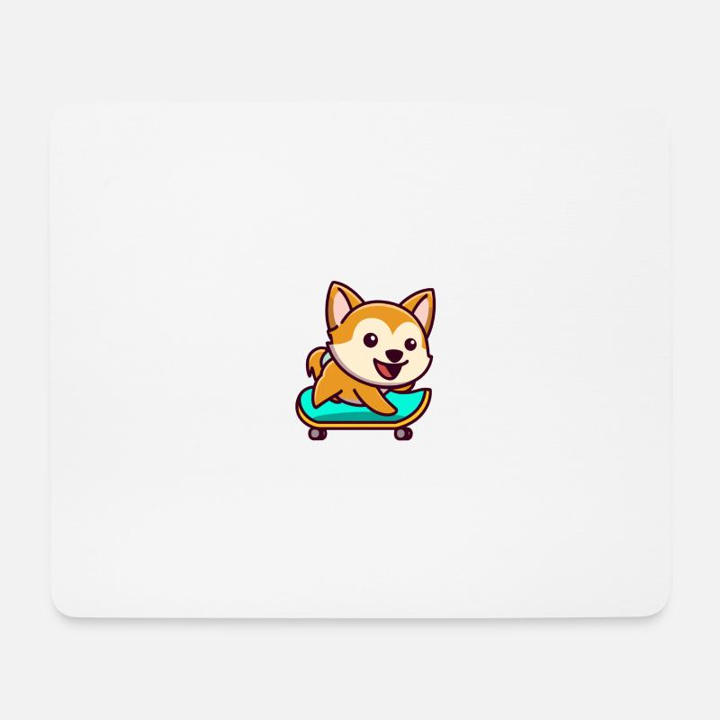 Skateboard Hund Nette Skateboarding Doggy Canine - Mousepad (Querformat) - Weiß