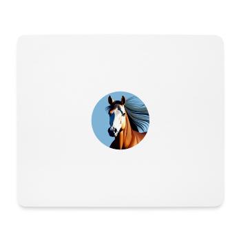 Cheval de sport marron au galop - Tapis de souris (format paysage) - blanc - Devant