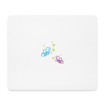MU021 Schmetterlings- und Herzdekor-Aufkleber - Mousepad (Querformat) - Weiß - Vorne