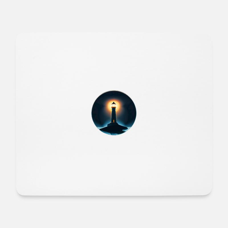 Leuchtturm leuchtet in der Nacht - Mousepad (Querformat) - Weiß