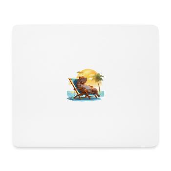 sunbathing hippo on the beach in a deck chair - Mouse Pad (horizontal) - white - Front