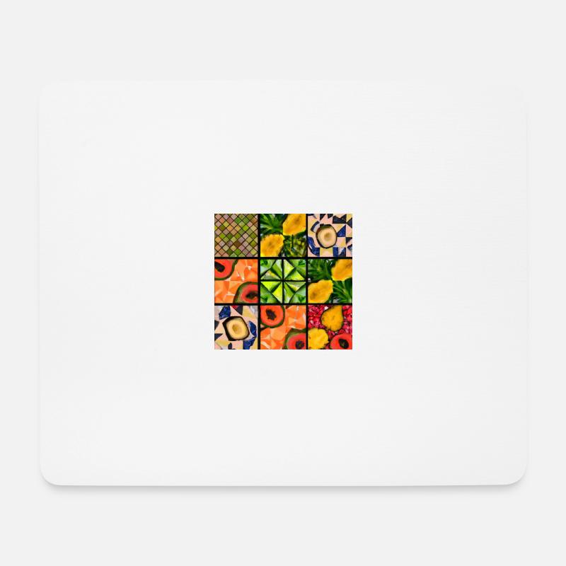 Tropische Früchte Mosaik - Mousepad (Querformat) - Weiß