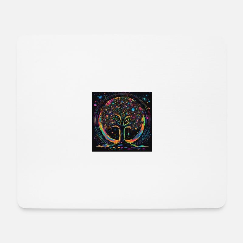Arbre de vie, Arbre de vie, Graffiti, planètes - Tapis de souris (format paysage) - blanc
