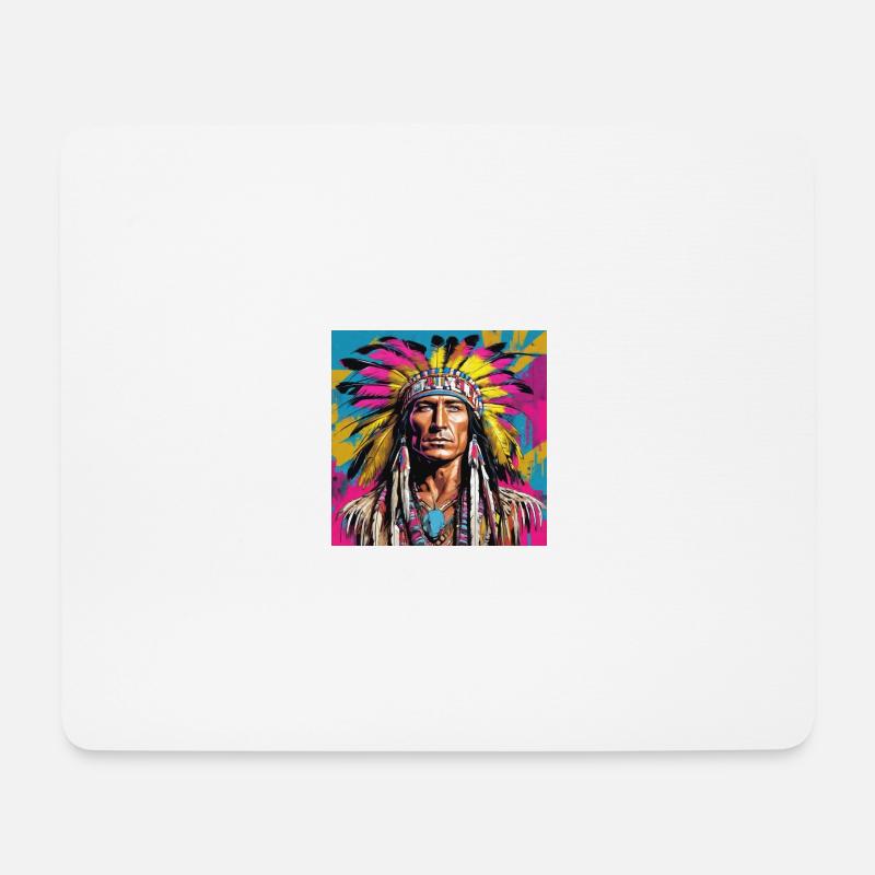 winnetou,indianer,illustration,graffiti,bunt - Mousepad (Querformat) - Weiß