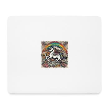 unicorn, colorful, color, rainbow, comic, retro - Mouse Pad (horizontal) - white - Front