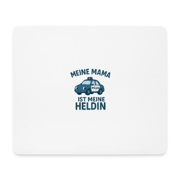 Logo Polizei Kinder "Meine Mama ist meine Heldin" - Mousepad (Querformat) - Weiß - Vorne