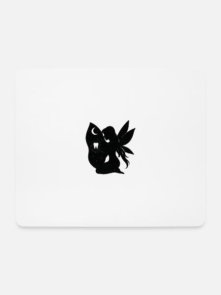 Mondnacht Fee Silhouette - Mousepad (Querformat) - Weiß