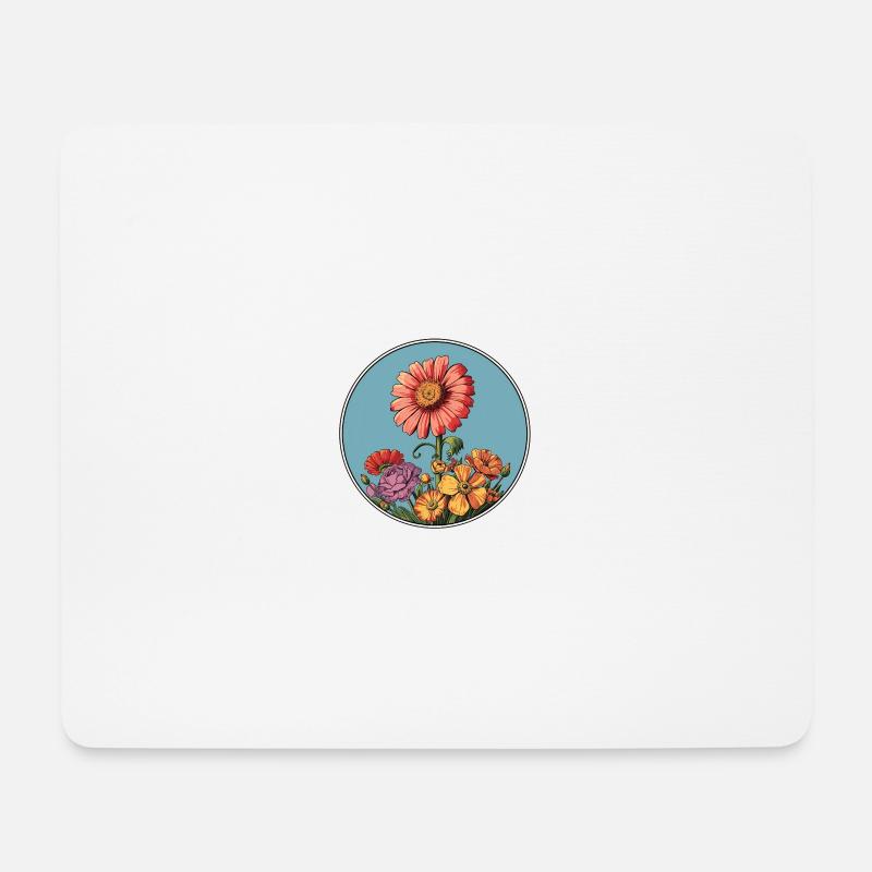 Blumenillustration im Vintage-Stil - Mousepad (Querformat) - Weiß