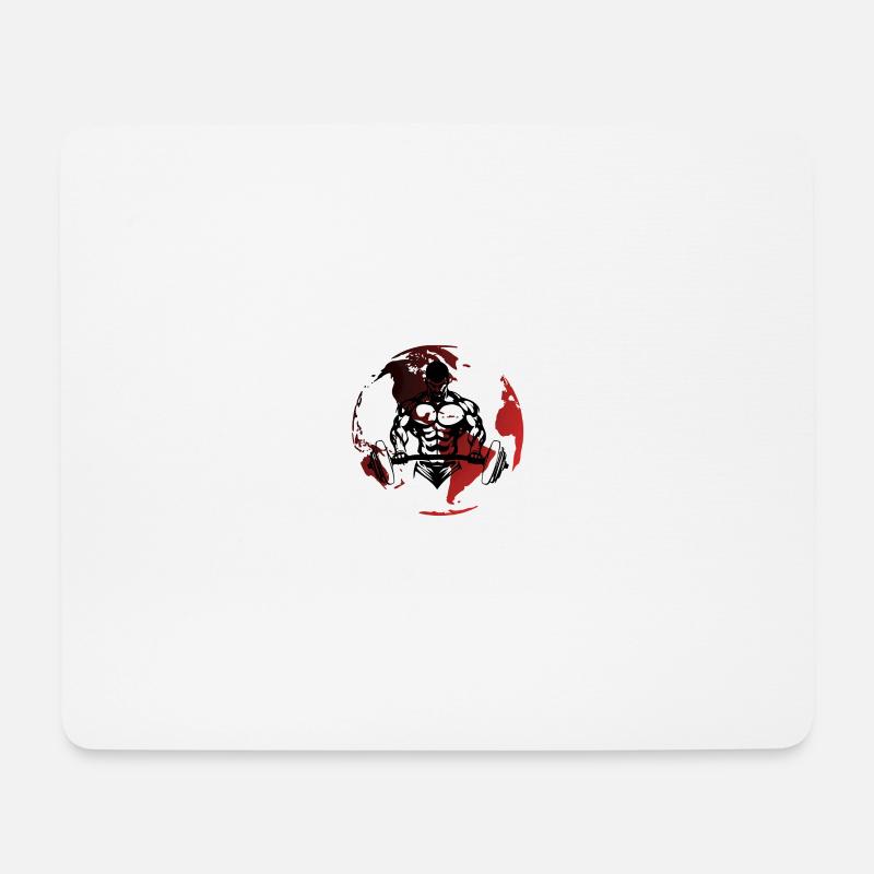 Bodybuilding-Silhouette auf Red Globe - Mousepad (Querformat) - Weiß