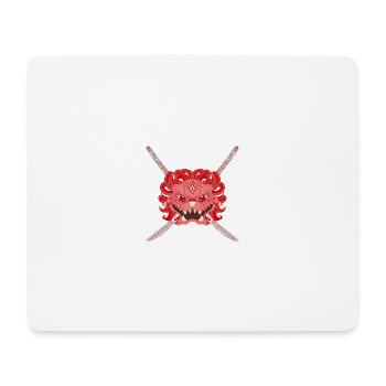 Lion chinois rouge et katanas croisés - Tapis de souris (format paysage) - blanc - Devant